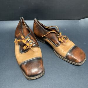 Vintage Spectator Two Tone Brown Leather Dress Shoes Mens Size 9